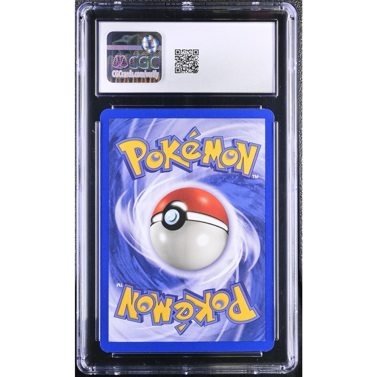 Back of the CGC slab holding the Spanish 1st Edition Raichu, showing the hologram label and QR verification code